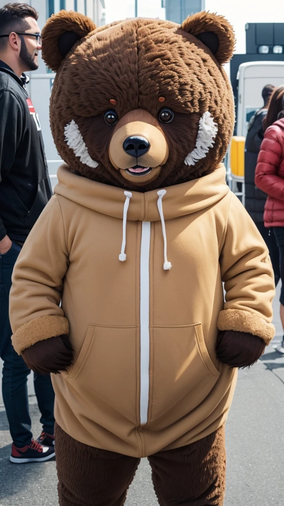 Secretly photographed cute bear mascot light brown Take off the costume and become a real bear. Butter was oozing out.