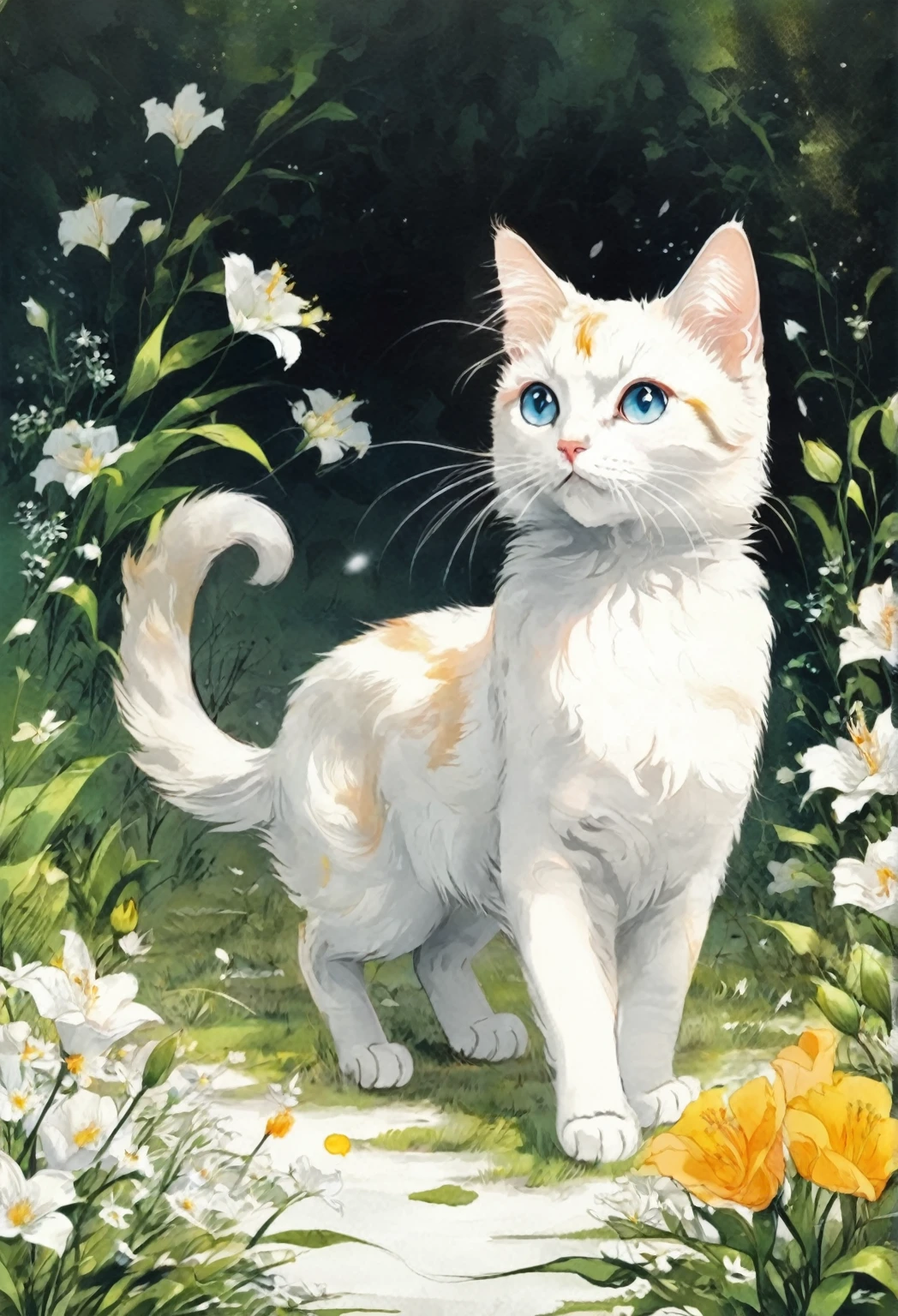 cat、Three-haired cat、Line art