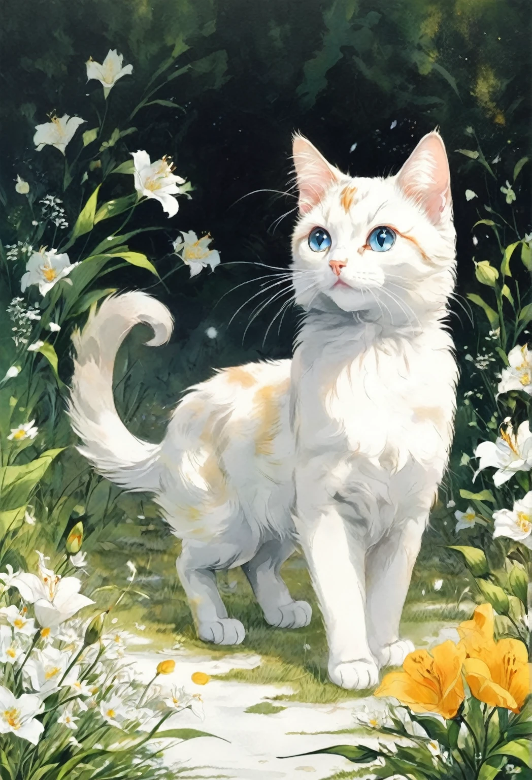 cat、Three-haired cat、Line art