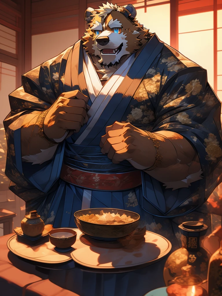 Yakuza House、Bear Grandpa with a bloody Japan sword、Steroid Muscle Japan Man 80 Year Old Bear Grandpa Bodybuilder、The body is super muscular々、Trained pectoralis major muscles、Super gatai is good、steroids、Grandpa bodybuilder is super, kimono open, kimono covering under body