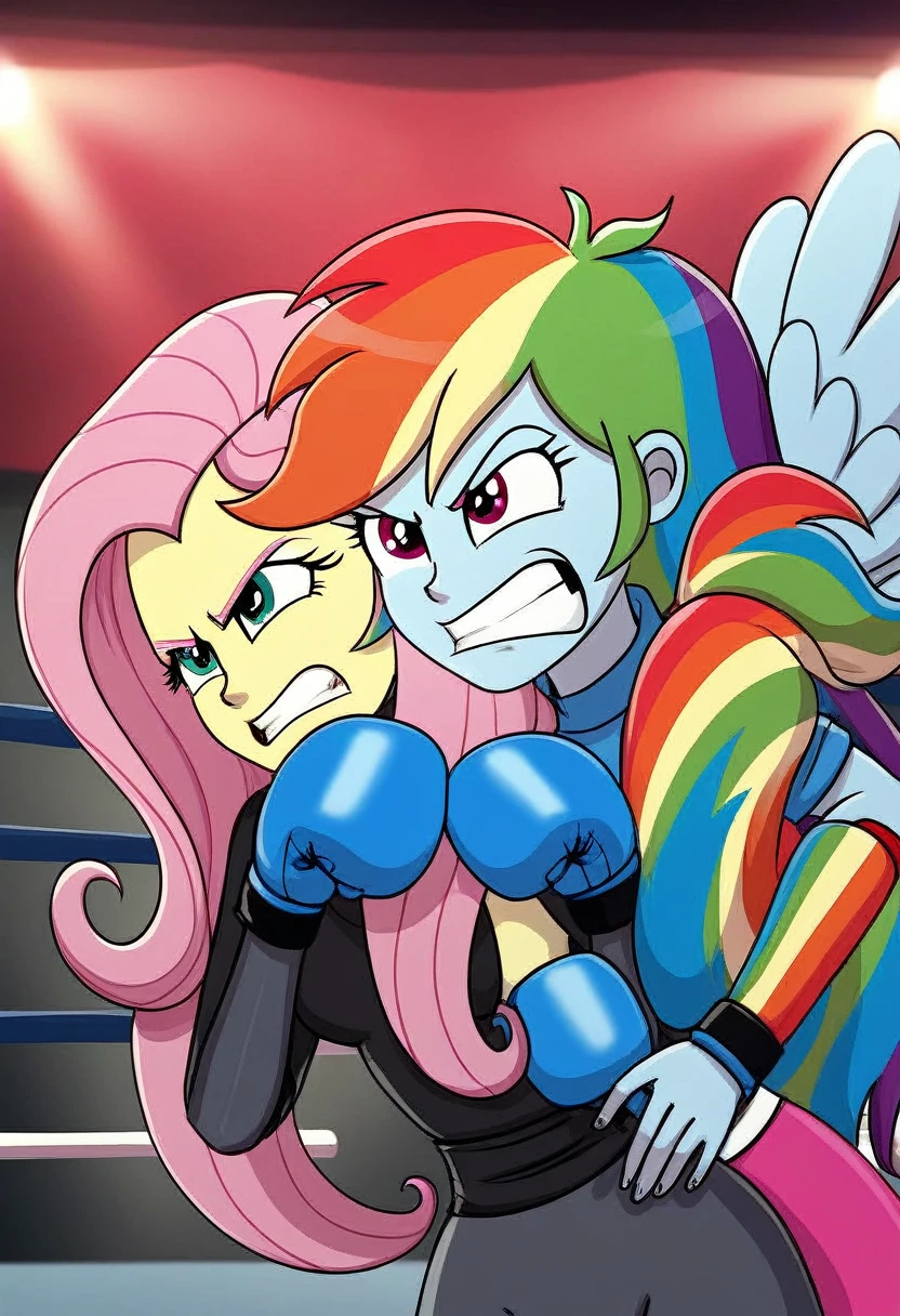 Eqg rainbow dash  bodystocking  boxing angry fluttershy 