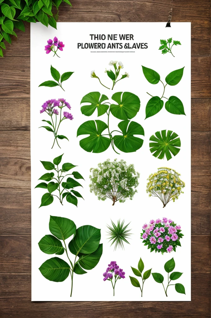 Make a poster drawing on save plants and do not pluck flowers and leaves. Include all these things in a same poster