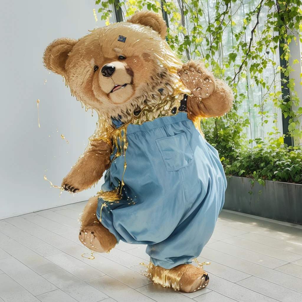 Take off the costume and become a real bear. There was golden-yellow liquid flowing from his body.
