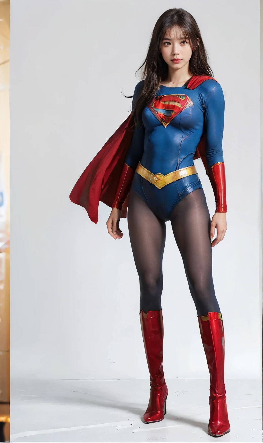 No background、(((Sweating profusely))).(((Beautiful legs in black tights.)))、(((Legally express the beauty of your smile)))、((((Make the most of your original images)))、(((体にぴったりフィットするSupergirl Costume)))、(((Supergirl Costume)))、(((short and beautiful hair)))、(((suffering)))、(((Please wear black tights....、Wear red boots)))、((Best image quality、8K))、((Highest quality、8K、masterpiece:1.3))、(((Preserve background )))、Sharp focus:1.2、Beautiful woman with perfect figure:1.4、Slim Abs:1.2、Wet body:1.5、Highly detailed face and skin texture、8K