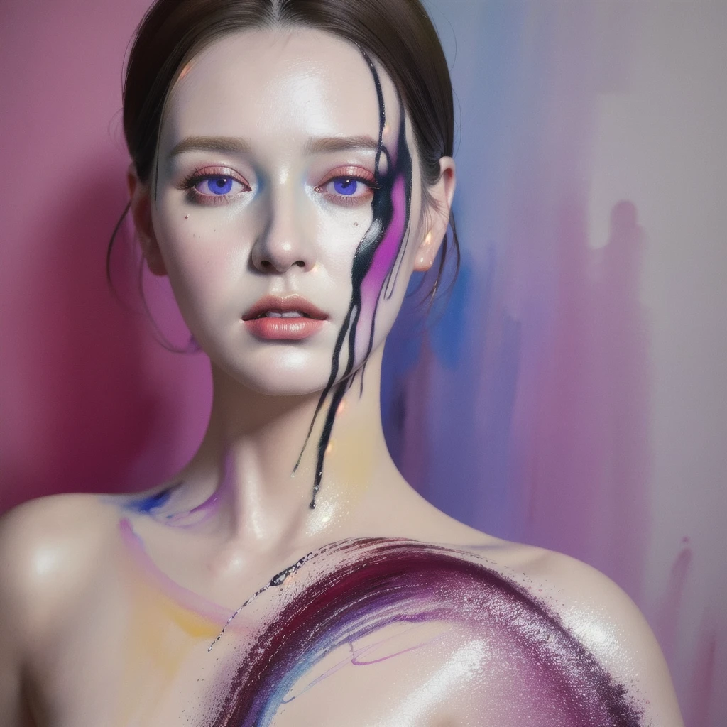 Android Beauty, Powerful paintings inspired by Francis Bacon, Ultra-realistic surrealism, Hyperrealism, fear, art, hyper real painting, Realistic illustration painting, カラフルなHyperrealism, Hyper-realistic digital art