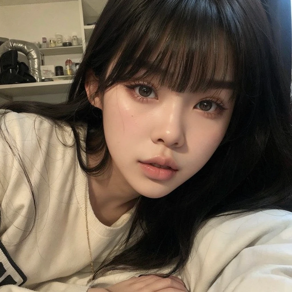 A close up of a girl with good skin, high quality, korean, ulzzang, Korean girl, blackpink, ulzzang girl, blackpink lisa, blackpink jennie