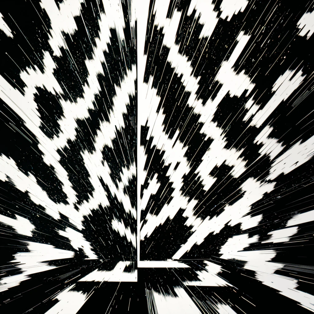 CRT TV monitor、video、front、symmetry、Flyer、background、simple、Black and White、dark tone、An illustration、psychedelic、Abstract、streamline、radiation