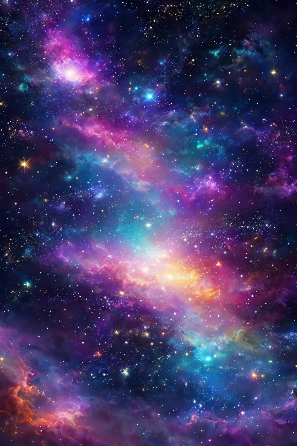 Please fill me with stars、Beautiful、Colorful，Infinitely vast deep space universe mobile phone wallpaper