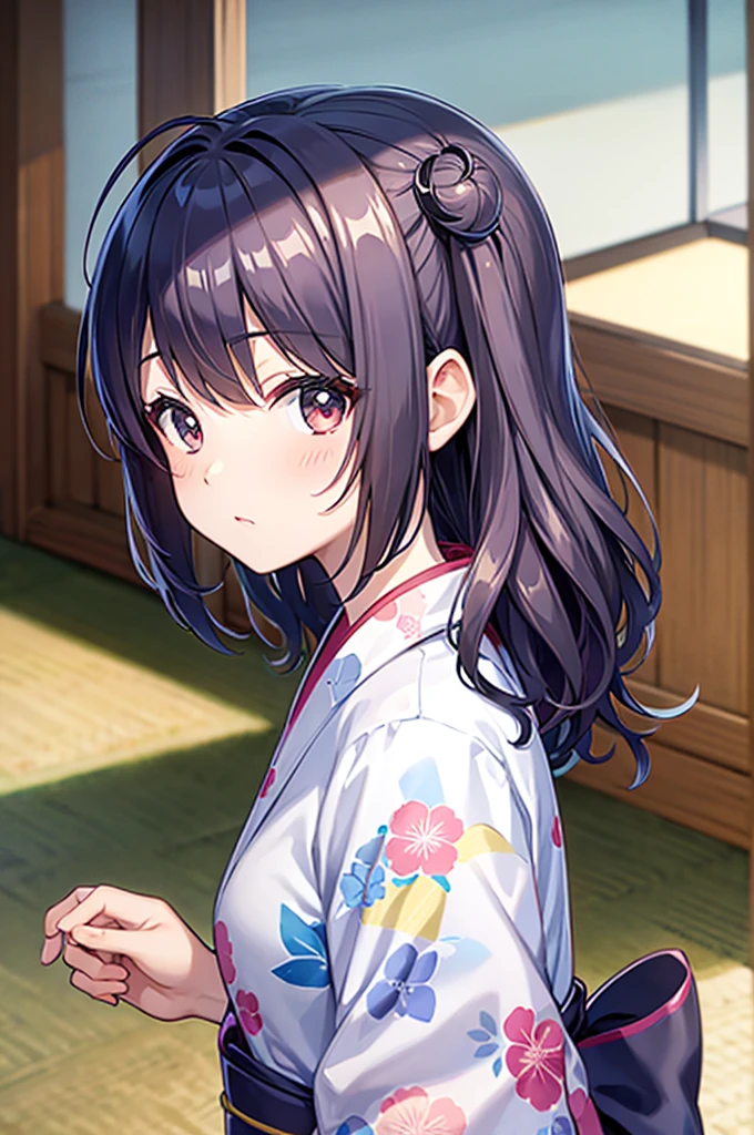 Yukata Girls　Beetle on head、The background is a summer festival