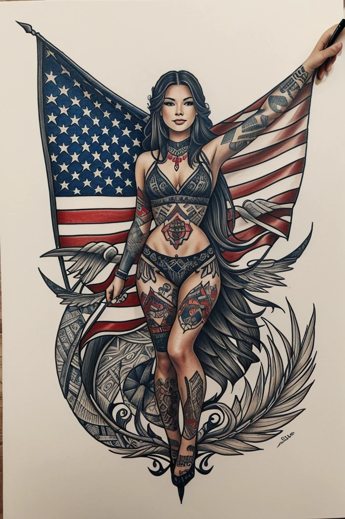 Draw a design based on a traditional American tattoo