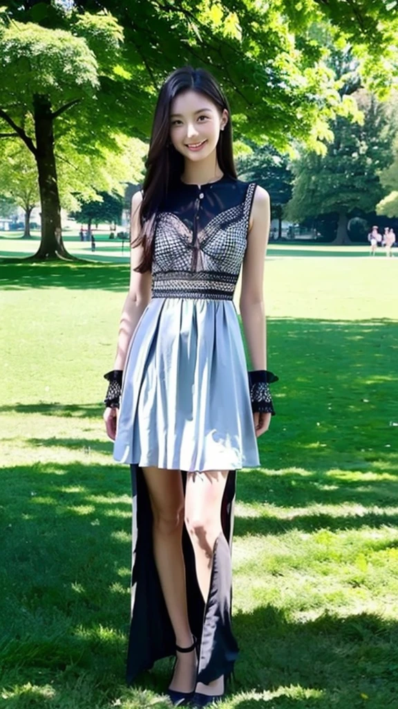 (Highest quality:1.5), (Real:1.4), (Ultra high definition:1.4), (No correction:1.4), (Skinny 18 year old girl), (1 Japanese very thin girl with flat chest in eighteen years old), (very thin body), skinny face, (Beautiful skin), (Ruffled Dress), High heels, (girl is wearing Ruffled Dress), (very thin girl is standing on the grass in the park), (18yo very thin girl is standing on the grass in the park), (front view of a flat chest girl), On the grass in the park, (Upper Body), (smile), (Turn your body forward), (flat chest), (very thin)