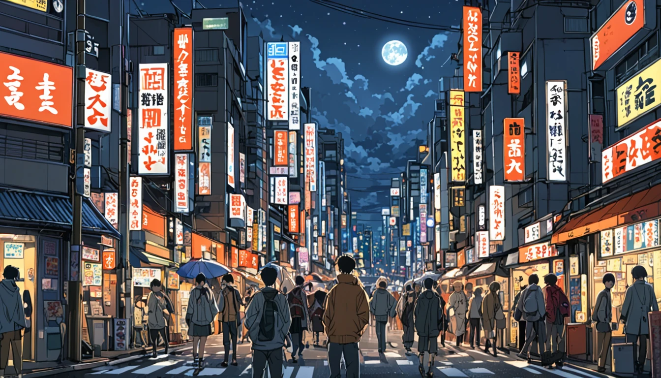 ((Anime: 1.4, Illustration)), (Masterpiece, Top Quality, Best Quality), (Ultra-Detailed, Absolutely Resolution), ((16k, HIGH RES)), ((Jujutsu Kaisen)), (Yuji Itadori, Shibuya city, night, moon), ( Anime: 1.4, Illustration)), (Masterpiece, Top Quality, Best Quality), (Ultra-Detailed, Absolutely Resolution). Ak {Lofi Art, Style of Laurie Greasley, Style of Makoto Shinkai, Anime Aesthetic}, BREAK {(Produces IMAGES WITH ITH INFORMATION THAN 40 Million Pixels with Cinematic-Like Detailed Textures S Hot on a Sony slur).}