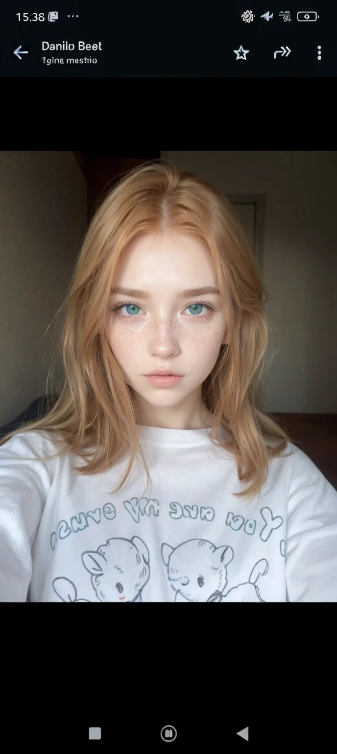 Make a 3D appearance chat images. With lots of freckles, and green eyes and medium red hair
