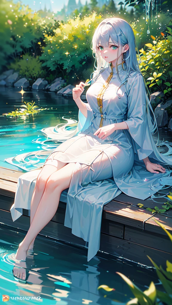 (Logo、Astonishing、8K、On the table、RAW photos、Astonishing、最high quality、Photorealistic and Very detailed、CG、high quality、Very detailed、Story Poems、Particle Effects、dynamic effect、Text border depth、light、lens flare、Ray Tracing、On the table、real、Ultra HD、fantasy）、Beautiful water、Water splash、Water Flow、The water rises、Dreamy beauty、The beauty and sparkle of crystal clear green water、The tranquility and beauty of water、Want to knowfulwind view、Beautiful natural water、green、wind、Want to know、Want to knowful