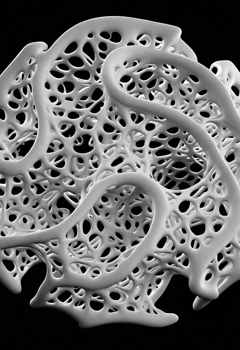 a close up of a white object with a black background, organic ceramic fractal forms, voronoi, fractal fiberglass tendrils, organic form ”, fractal 3 d structure, generative design, fractal lace, organic fractal structures, parametric structure, fractal ceramic armor, parametric solid works, biomechanical corals, 3 d fractal, 3d fractal