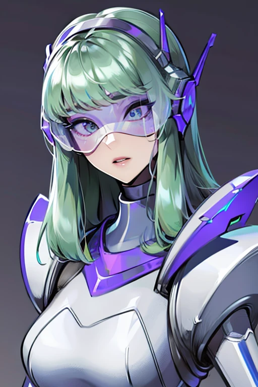 empty eyes,robotized woman ,big bust,Robot Joint ,metal skin