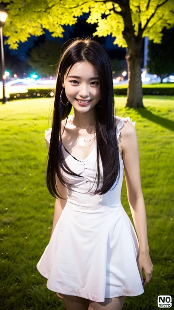 (Highest quality:1.5), (Real:1.4), (Ultra high definition:1.4), (No correction:1.4), (Skinny 18 year old girl), (1 Japanese very thin girl with flat chest in eighteen years old), (very thin body), skinny face, (Beautiful skin), (Ruffled Dress), High heels, (girl is wearing Ruffled Dress), (very thin girl is standing on the grass in the park at night), (18yo very thin girl is standing in the night park), (front view of a flat chest girl), (Night Park), (Upper Body), (smile), (Turn your body forward), (flat chest), (very thin)