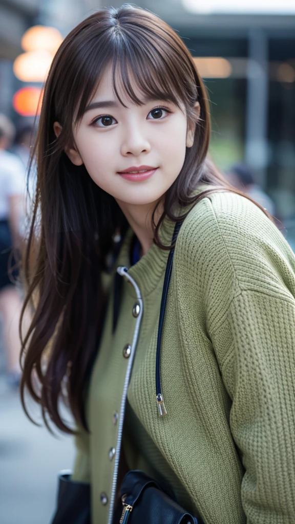  (8K, RAW Photos, Highest quality, masterpiece:1.3), (Realistic, photo-Realistic:1.4), (Highly detailed 8K wallpaper), Sharp focus, Written boundary depth, extreme close-up shot, face focus, Japanese Idols,very cute,(Baby Face),sweater, Look at us and laugh, Upper Body, Highly detailed face and eyes,((Shiny skin:1.2)), Cinema Lighting, Soft Light, Blur the background, Bokeh,(In town, Modern, stylish, Glass Wall, Open space:1.2)

