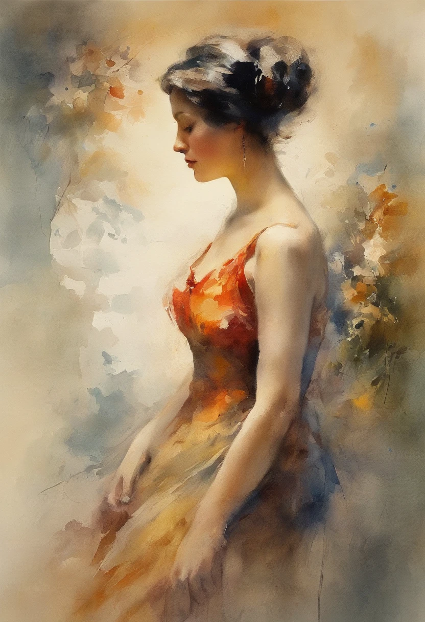 Simple watercolor painting, poster for, Romantic Taisho, picaresco, retro, The tattoo, fully body, High definition