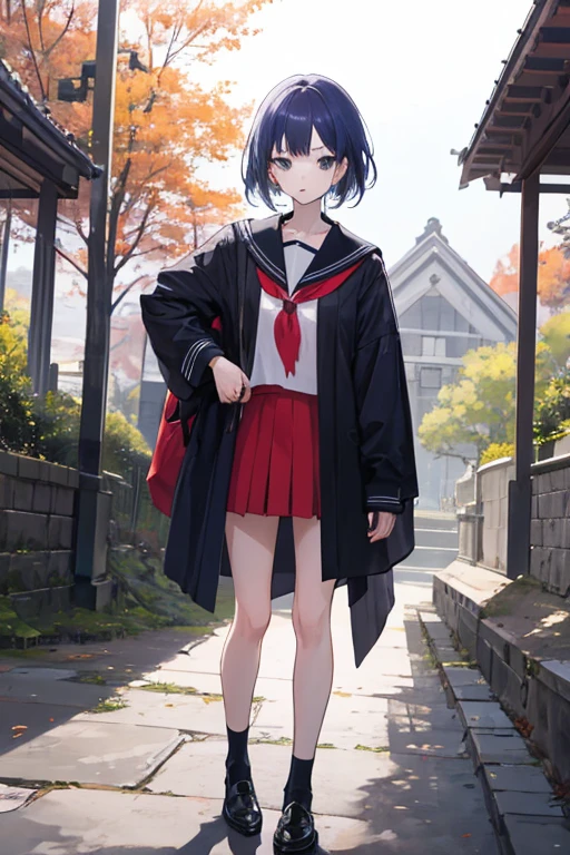 create an anime girl in a  with a samurai sword in a luxurious school landscape and who is 18 years old