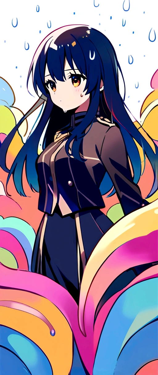 Rained ,long hair,saylor styled uniform,