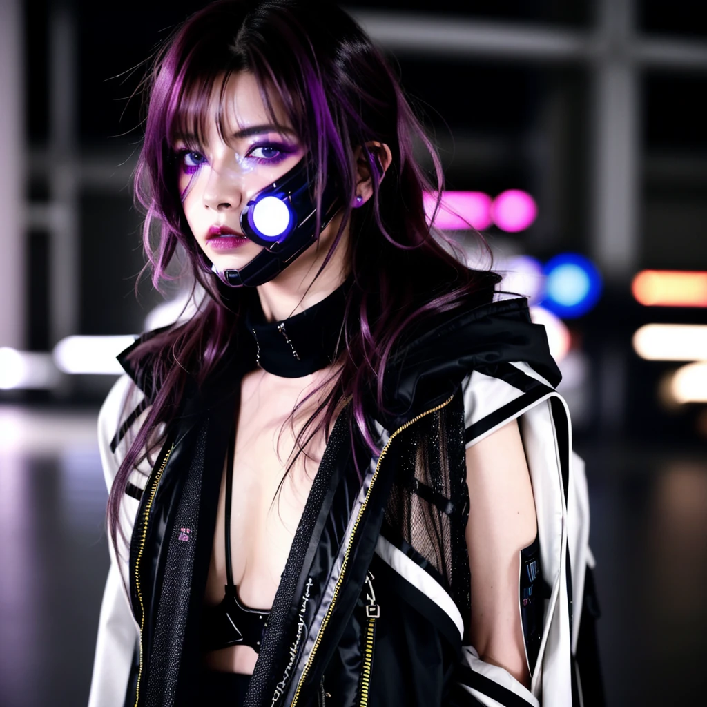 フェイスペイントをしたサイボーグのBeauty, whole body, cyber punk, Fashion Model, Beauty, Francis Bacon's painting style