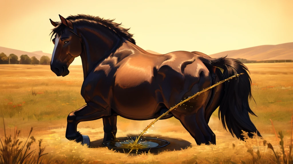 fat Feral draft horses mares (horse pussy, pussy juice). stallions (erect penis), grass meadow, big butt, (urine:2.1) flooding ground, open anus emitting yellow vapour jet. overhead midday sun. piles of horse (dung:2.1} and manure on ground around horse. 3/4 side view looking down on horse. viewed from 2000 metres away. Being ridden by a BBW African woman.