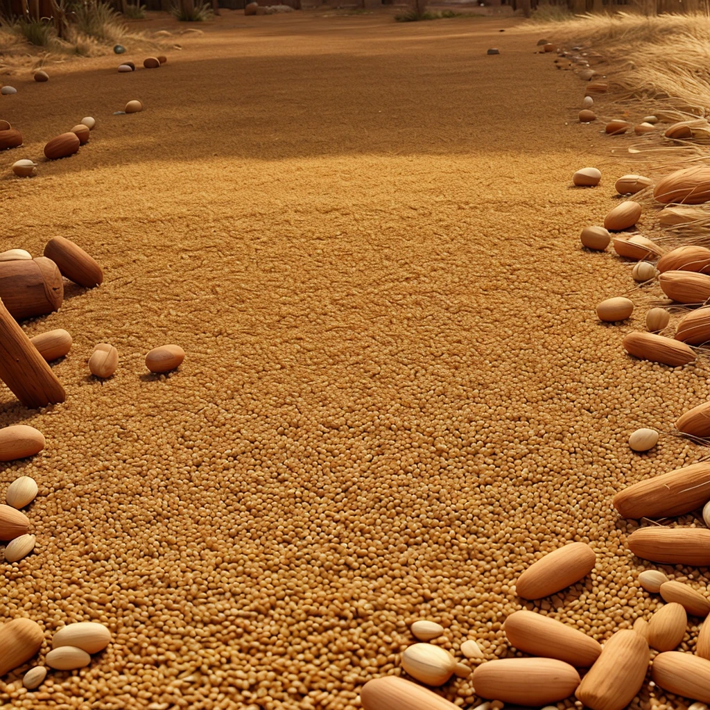 whole group came down and started collecting grains.