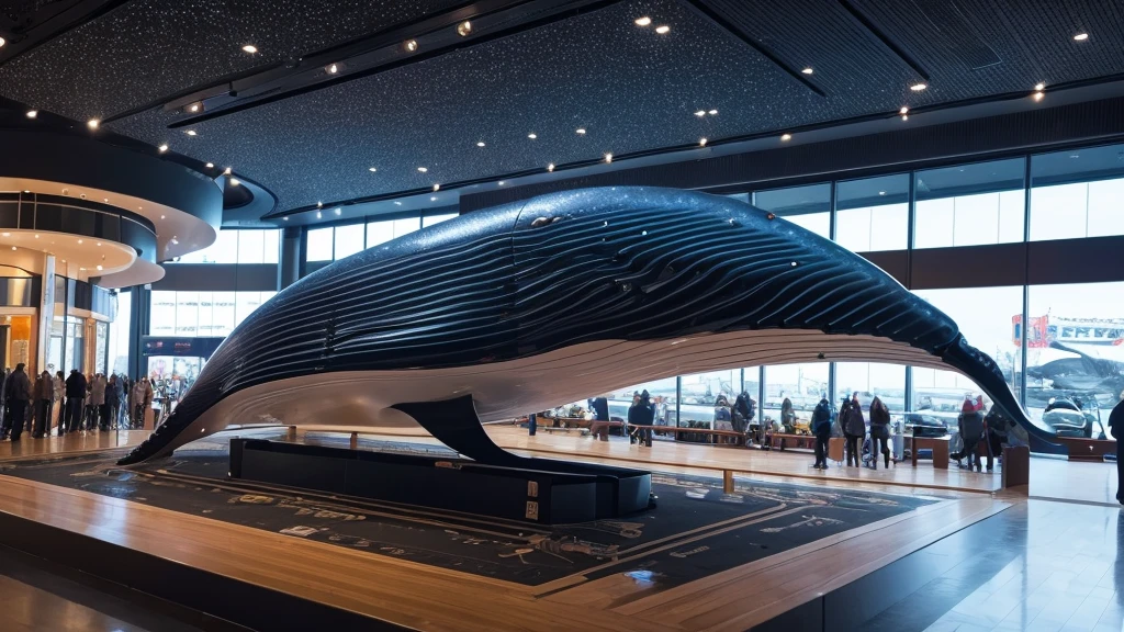 ((Highest quality)), ((masterpiece)), (detailed), metallic exterior,Mechanical whale,Robot Whale,huge