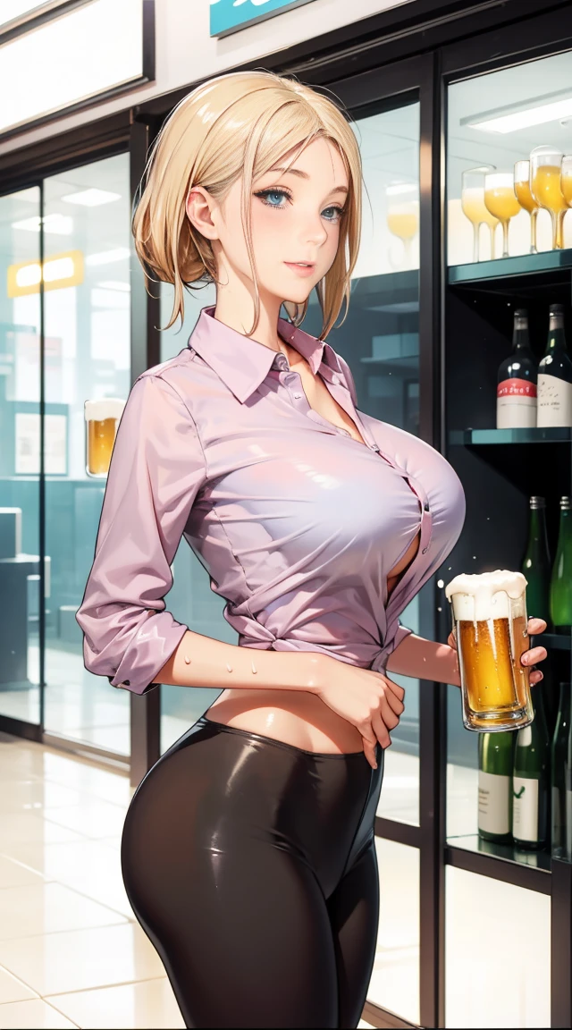 (familiar, masterpiece, best quality, complicated),
indoor,A hand holding a beer bottle,Super big breasts, A hand holding a beer bottle,
1 名woman孩, solitary, At convenience stores,
Lovely eyes, Pretty Face, perfectly round buttocks,
Fit and Size, woman,
This jacket is a lovely thin shirt, 穿着白衬衫和迷你裙的美丽的woman人, super mini leggings, Smile,
Black high-heels, High Leg Raise, Black_Leg wear,
ager, solitary, Pale skin,
blue eyes, ((Beautiful Adults)),
enchanting Smile, Naughty face, Sweat, steam, em bar rassed, blush, excited, (Speak Your Mind),
permanent, Best posture,