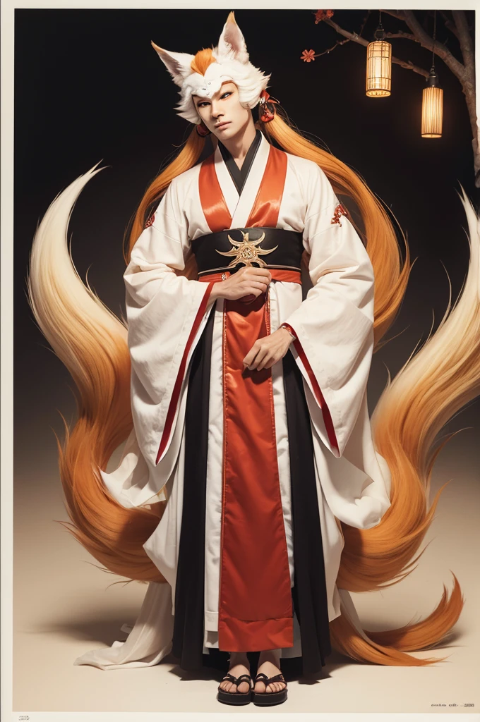 A male kitsune with nine tails