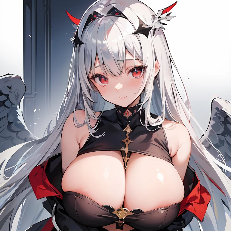 Expressive eyes, (((1 Girl))), ((anime)), (Silver Hair), ((Red eyes)),(Half closed eyes), ((very Big Breasts)), ((Firm breasts)), ((Exposed thighs)),((goddess,Angel))((Nun's clothing,See through)), ((Big Breasts,Turn your back)), ((Blunt bangs)), ((People with dark skin,Tanned dark skin)), ((City of night)), Captivating smile, Princess Cut, Shiny Hair, (masterpiece), Anatomically correct art, Very detailed, Advanced Details, high quality, 最high quality, High resolution, 4K, 8K, ((Micro Mini Skirt)),(((Captivating smile))),Spread your legs,Micro Bikini