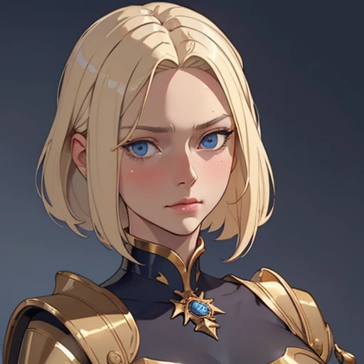(masterpiece), (best quality),(portrait),(bust up),1girl,solo,(sharp focus),blonde hair,dark blue eyes,bob hair, (ancient girl:1), ancient luxurious long clothes,old school fantasy art,((simple background)),super shiny face,Ultra Glossy skin,,a little sad,shine