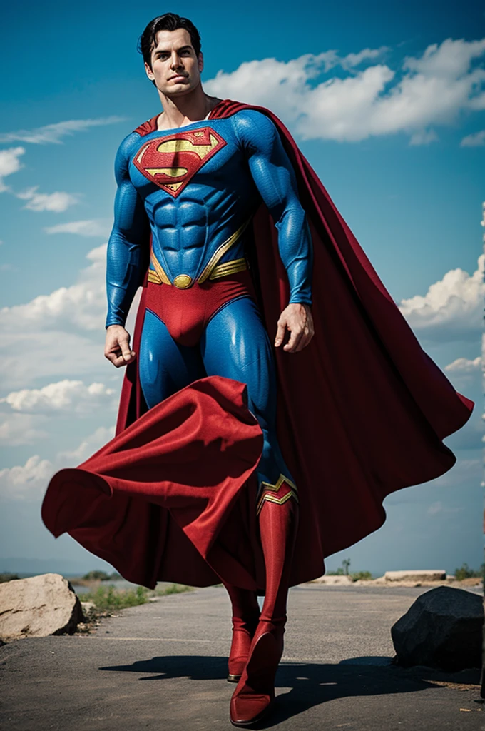 Create an image of Superman without any clothes
