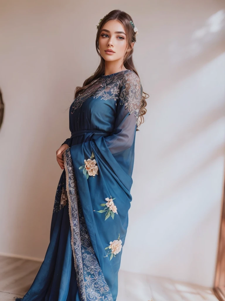 a beautiful girl in a lush garden, beautiful detailed eyes,beautiful detailed lips,extremely detailed eyes and face,long eyelashes, elegant flower crown,elegant floral dress, sitting on grass,sunlight shining through trees,soft natural lighting,vibrant colors,photorealistic,masterpiece,best quality,8k,ultra-detailed,realistic
