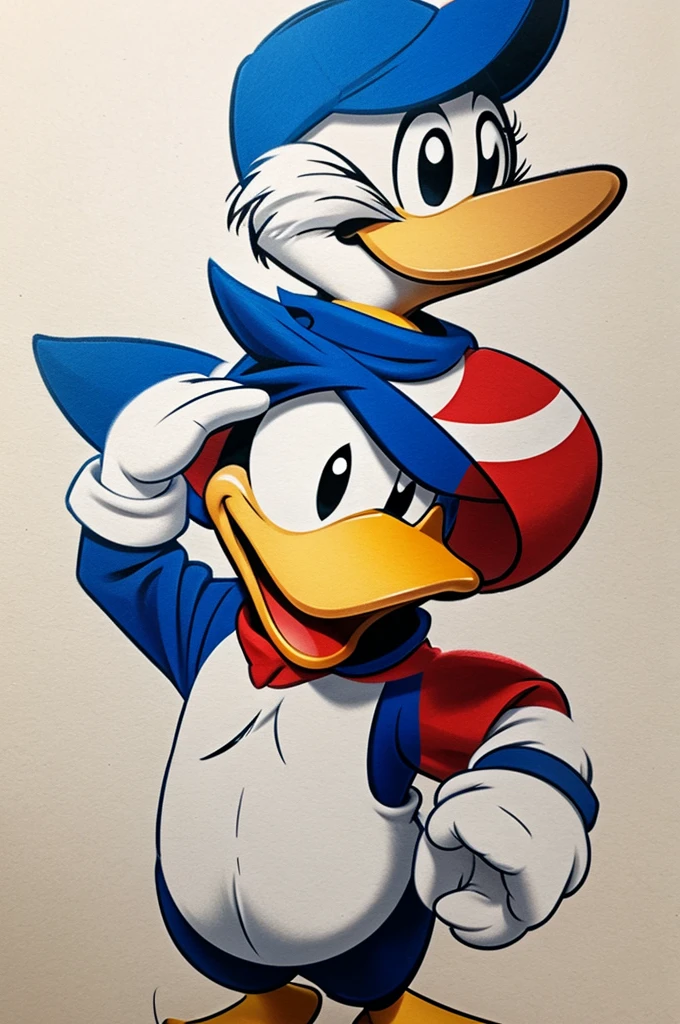 Create donald duck image like a tattoo artist 