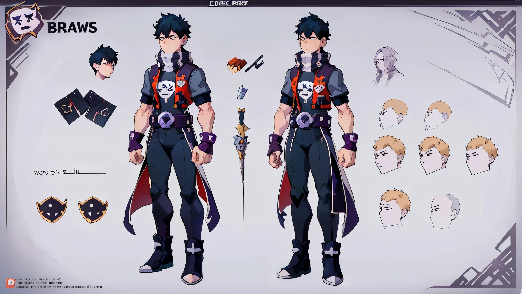 (My Hero Academia Style), (((Edgar))), (((Brawl Stars))), (((1boy))), (((solo))), (((Young Male))), (((SIngle Character))), (((Full body photo:1.5))), (((face photo:0.5))), (((photo:0.5))), (((High resolution))), ((concept art of character)), ((Character Design Sheet)), (Same role), (frontage), (Lateral face), (on back), ((three sided view)), ((multiple views)), (((perfect anatomy))), (((perfect hands))), (((super detailed))),
