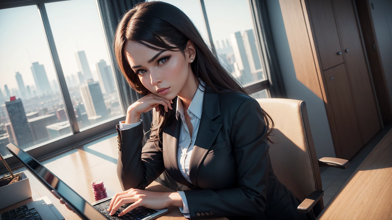photo femme de 26 ans réaliste, cheveux cour ????, well dressed short, beau visage, Tanned skin (realistic skin) au restaurant,very realistic