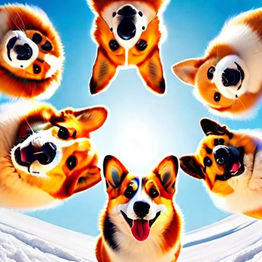 Below Huddled Cute corgis