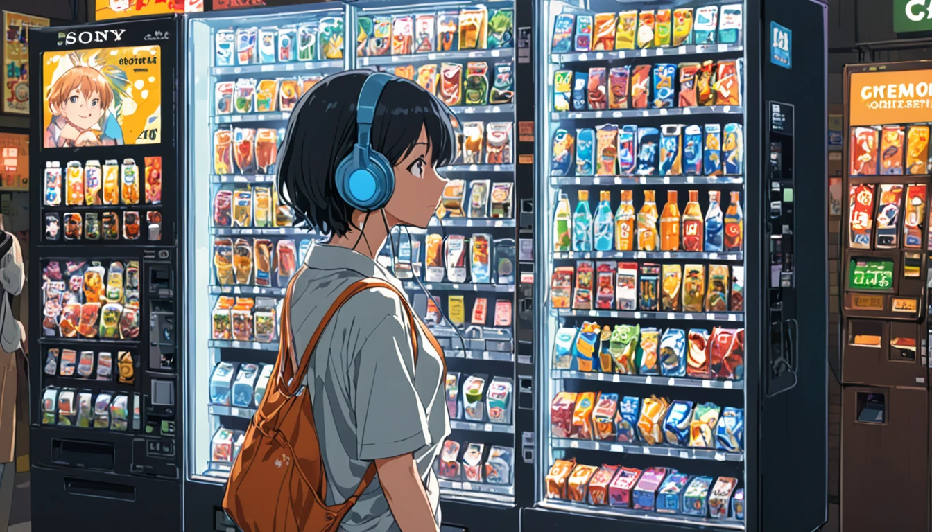((Anime: 1.4, Illustration)), (Masterpiece, Top Quality, Best Quality), (Ultra-Detailed, Absolutely Resolution), ((16k, HIGH RES)), ((Ikari Shinji, Earphones, Vending Machine), ( Anime: 1.4, Illustration)), (Masterpiece, Top Quality, Best Quality), (Ultra-Detailed, Absolutely Resolution). Ak {Lofi Art, Style of Laurie Greasley, Style of Makoto Shinkai, Anime Aesthetic}, BREAK {(Produces IMAGES WITH ITH INFORMATION THAN 40 Million Pixels with Cinematic-Like Detailed Textures S Hot on a Sony slur).}