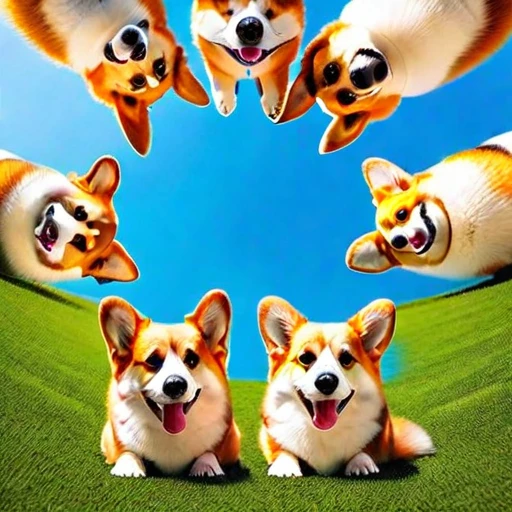 Below Huddled Cute corgis