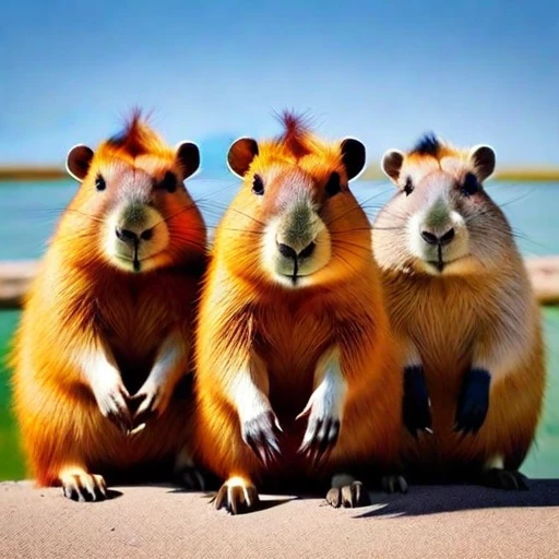 Below Huddled Cute capybaras