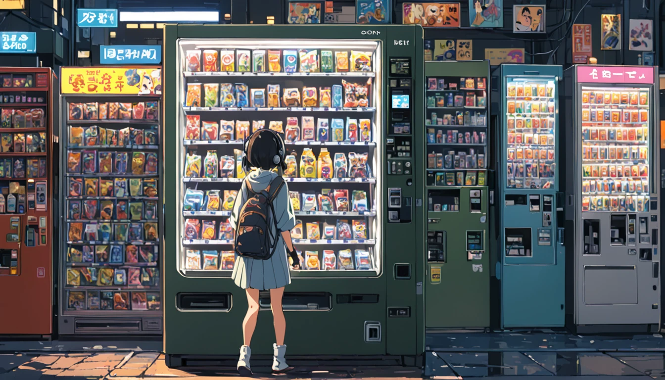 ((Anime: 1.4, Illustration)), (Masterpiece, Top Quality, Best Quality), (Ultra-Detailed, Absolutely Resolution), ((16k, HIGH RES)), ((Ikari Shinji, Earphones, Vending Machine), ( Anime: 1.4, Illustration)), (Masterpiece, Top Quality, Best Quality), (Ultra-Detailed, Absolutely Resolution). Ak {Lofi Art, Style of Laurie Greasley, Style of Makoto Shinkai, Anime Aesthetic}, BREAK {(Produces IMAGES WITH ITH INFORMATION THAN 40 Million Pixels with Cinematic-Like Detailed Textures S Hot on a Sony slur).}