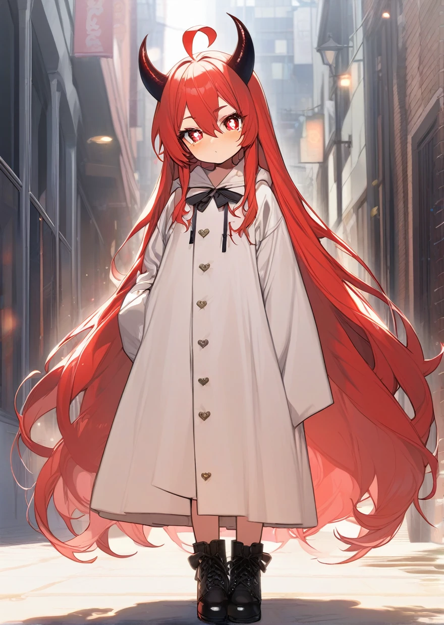 over1000favorite-quality,One girl,Hinbun,Ahoge,Ridiculously long hair,Hair between the eyes,Mole under the eye,Are standing,Shining heart-shaped pupils,Devil horns,Devil&#39;s Tail,(((masterpiece))) (((Highest quality))) ,(masterpiece)), ((Highest quality)), (Super detailed), ((cute)), cute, (Lovely), ((Very detailed)), 4K, (8K), Highest quality, (beautiful),(((World Class Quality))), Very detailed, High resolution, (詳細な陰影のあるbeautiful顔), whole body, teenager, alone, (((Huge breasts))), (((Saggy breasts))),Shiny Hair, Shiny skin, Shining Cut,