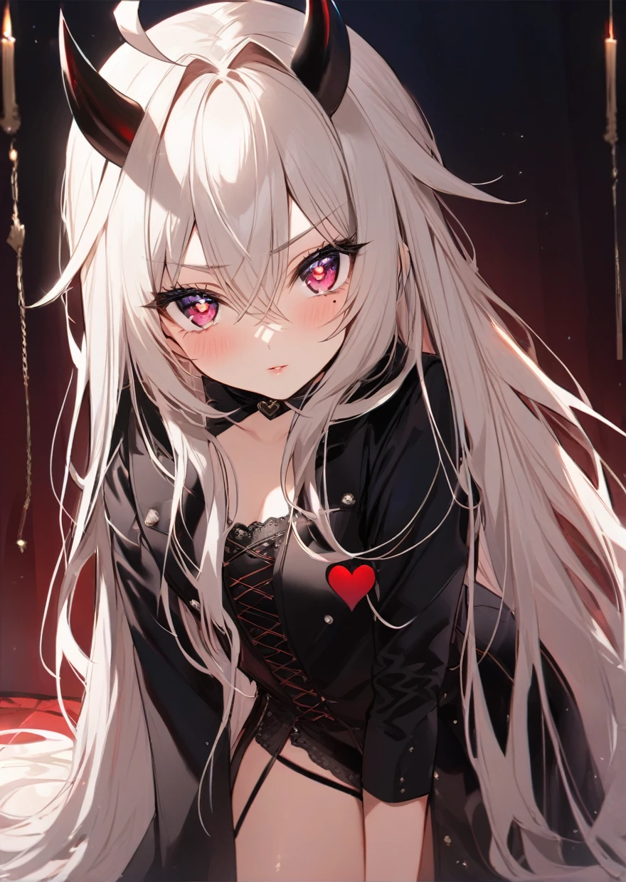 over1000favorite-quality,One girl,Ahoge,Ridiculously long hair,Hair between the eyes,Mole under the eye,seductive pose,Shining heart-shaped pupils,Devil horns,Devil&#39;s Tail,(((masterpiece))) (((Highest quality))) ,(masterpiece)), ((Highest quality)), (Super detailed), , (Lovely), ((Very detailed)), 4K, (8K), Highest quality, (beautiful),(((World Class Quality))), Very detailed, High resolution, (詳細な陰影のあるbeautiful顔), whole body, alone, (((Huge breasts))), (((Saggy breasts))),Shiny Hair, Shiny skin, Shining Cut,