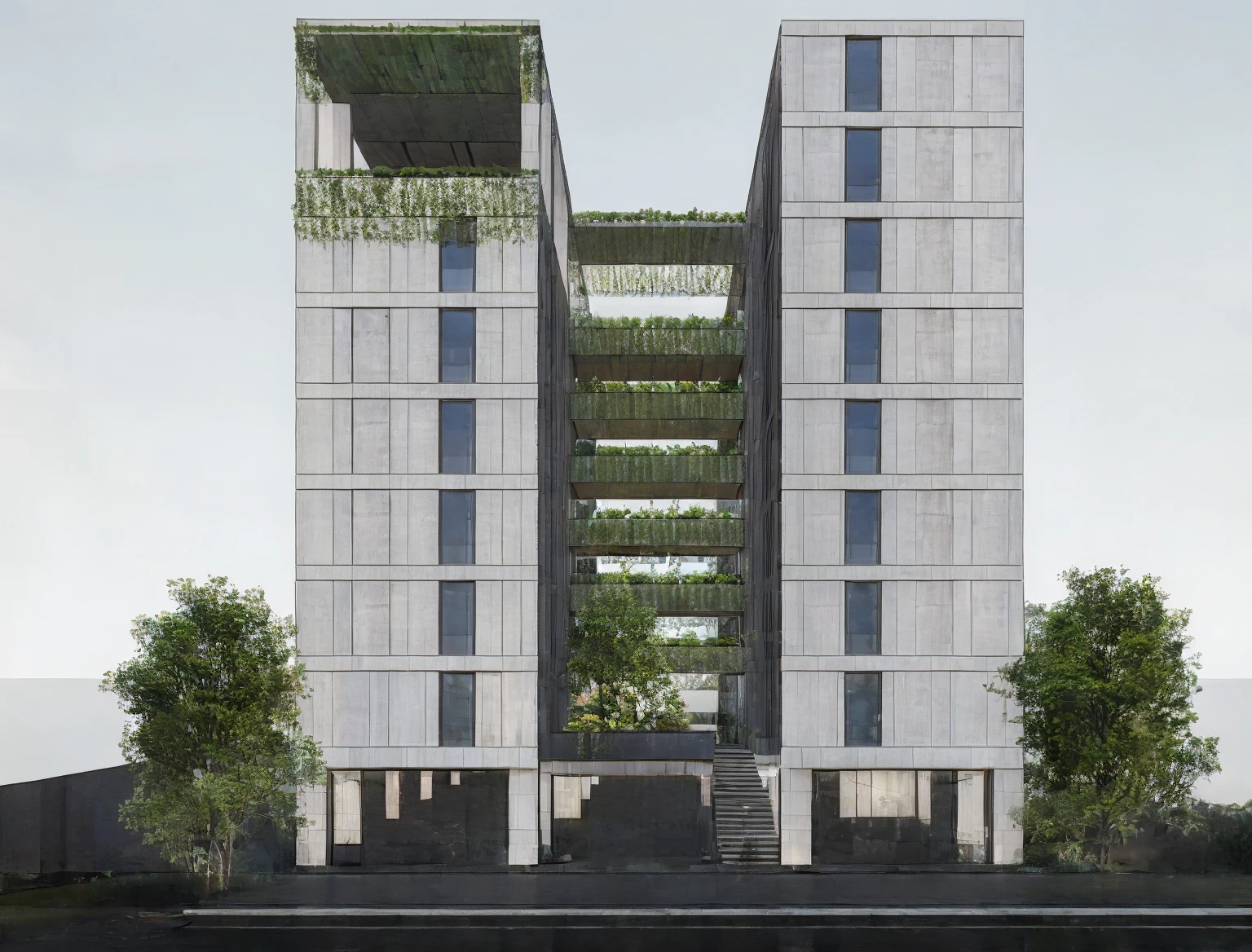 RAW photo, a photo of a modern villa with a car parked in front of it, ((1/2 dark grey wood facade)), architectural shot, gate, road, viet nam modern residence, rough white wall, new residential area, wide angle exterior 2022, contemporary house, exterior photography, masterpiece, contemporary architecture, overcast, indirect lighting