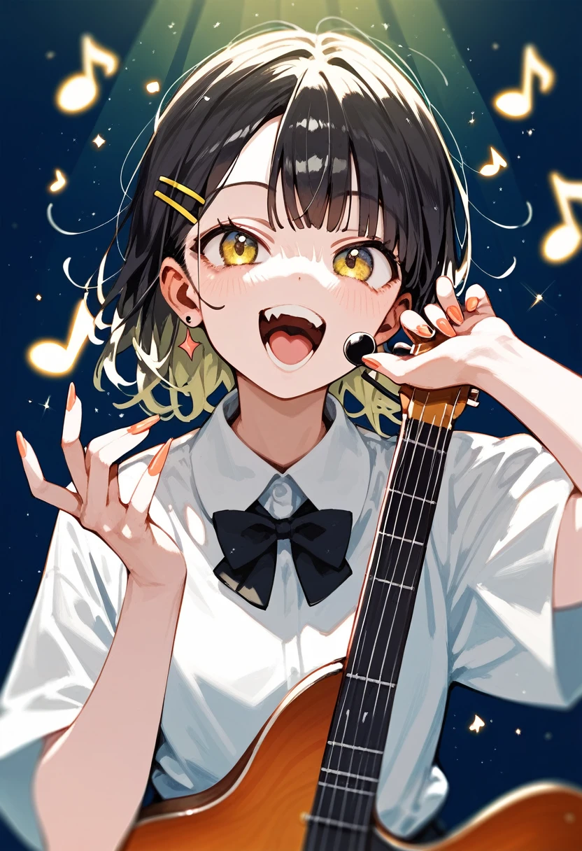 1girl, looking at viewer, singing, style:inu totemo