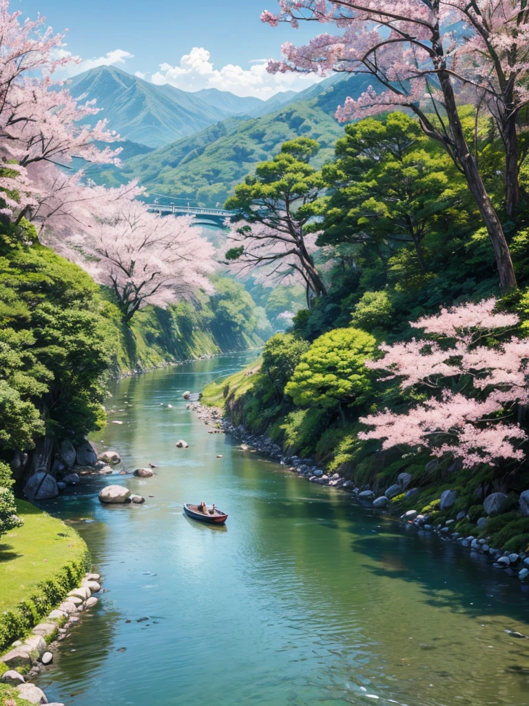 summer, Japan, river, landscape