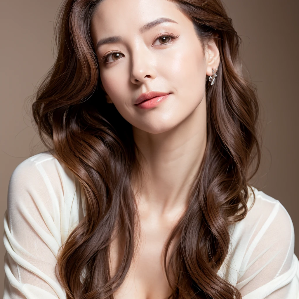 Beautiful mature woman with beautiful wavy long hair, she is alluring, Sexy Mature, Ultra-high resolution,(Realistic:1.4), ((Highest quality)), ((masterpiece)), (be familiar with),