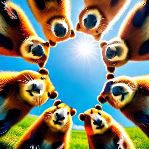 star space Below Huddled Cute capybaras